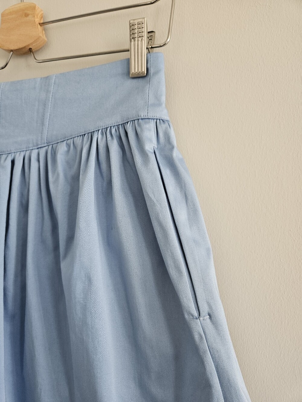 Anthropologie Maeve Basque-Waist Mini Skirt Cotton Buttondown Small Blue - Picture 7 of 11